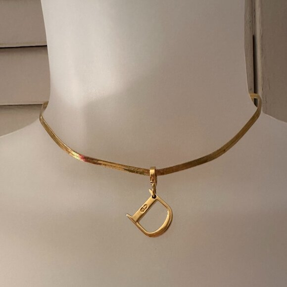 Christian Dior Gold-Tone "D" Pendant Necklace - Picture 1 of 5